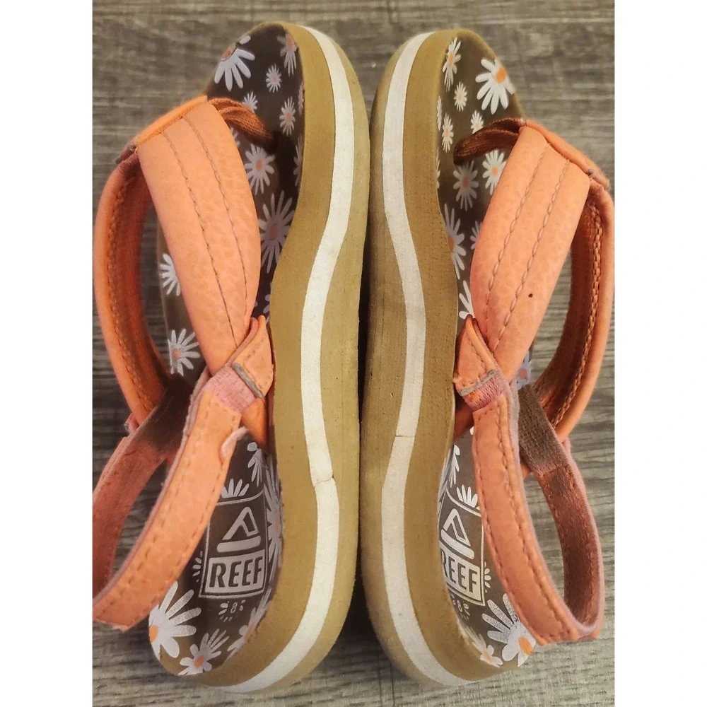Reef Little‎ Ahi Thong Flip Flops Toddler Size 8 Floral Peach